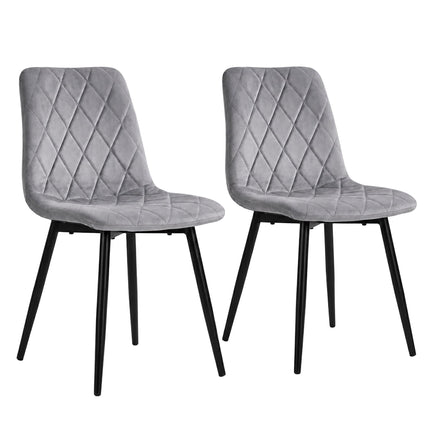 Grey Velvet Dining Chairs, Set of 2 – Modern Upholstered Seats