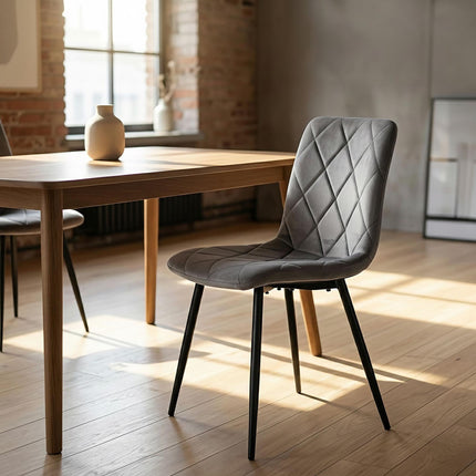 Grey Velvet Dining Chairs, Set of 2 – Modern Upholstered Seats