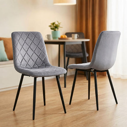 Grey Velvet Dining Chairs, Set of 2 – Modern Upholstered Seats
