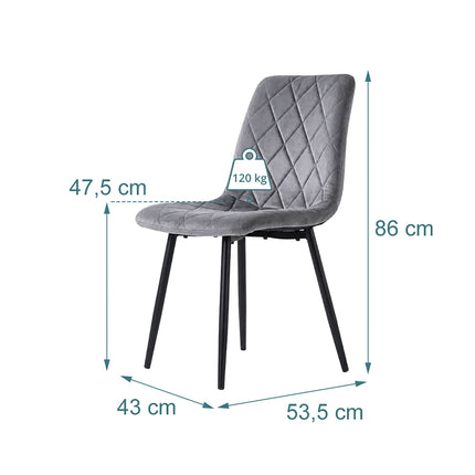 Grey Velvet Dining Chairs, Set of 2 – Modern Upholstered Seats