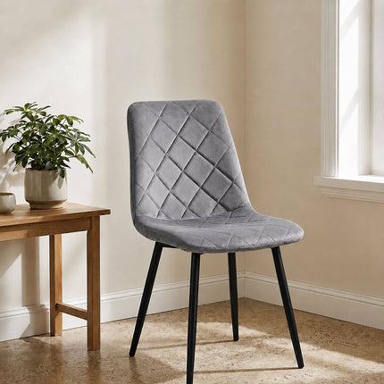Grey Velvet Dining Chairs, Set of 4 – Modern Upholstered
