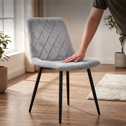 Grey Velvet Dining Chairs, Set of 4 – Modern Upholstered