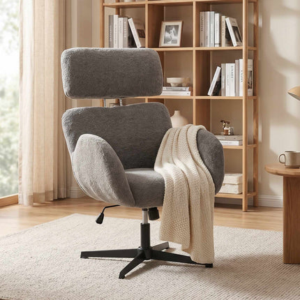 Grey Velvet Fabric Office Chair with Adjustable Height