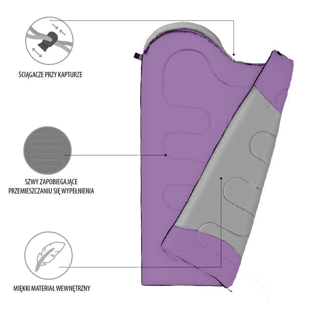 Grey-Violet Sleeping Bag, Size M, Lightweight