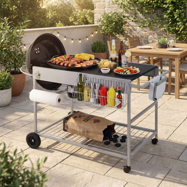 Grill Cart Table for 18–22 Inch Kettle Grills, Wheels