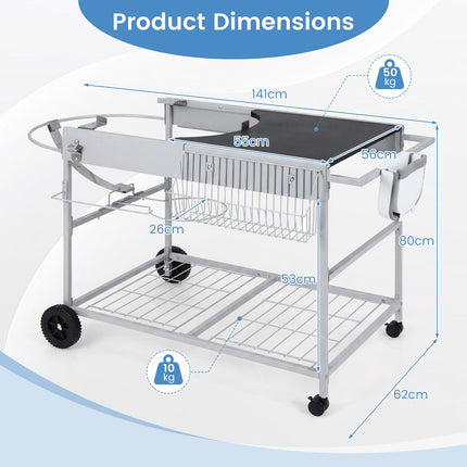 Grill Cart Table for 18–22 Inch Kettle Grills, Wheels