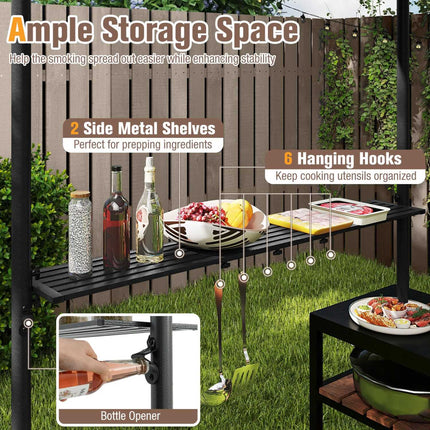 Grill Gazebo 8 x 5 Ft, Metal Frame, 2 Shelves, 6 Hooks
