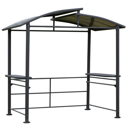 Grill pavilion with flame protection, 2 shelves, 240x150cm, grey