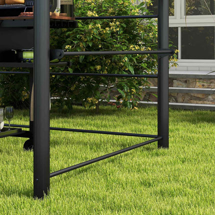 Grill pavilion with flame protection, 2 shelves, 240x150cm, grey