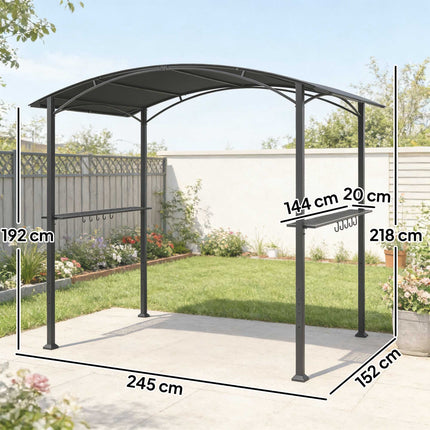 Grill Pavilion 245x152 cm, Fireproof Roof, Steel Frame