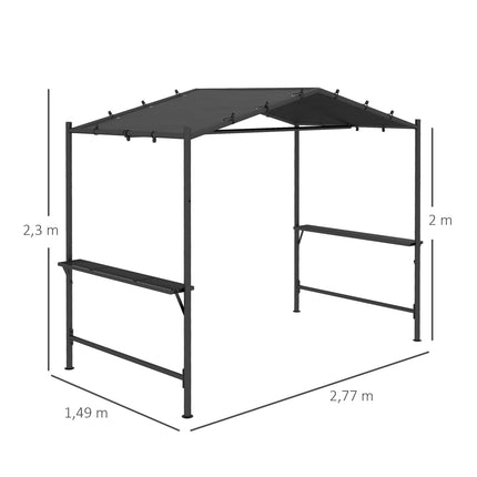 Weatherproof barbecue pavilion 3x1.5M with shelves, steel