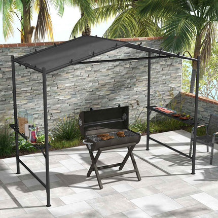 Weatherproof barbecue pavilion 3x1.5M with shelves, steel