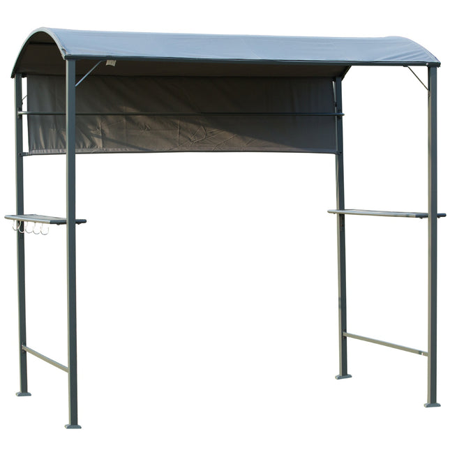 Grill pavilion with flameproof roof, black, 218x138x216cm