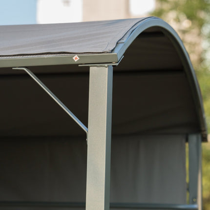 Grill pavilion with flameproof roof, black, 218x138x216cm