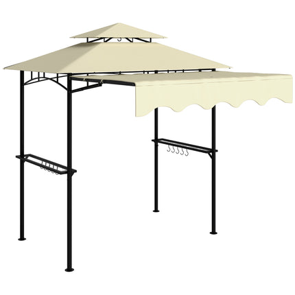 Grill Pavilion with Adjustable Awning and Shelves