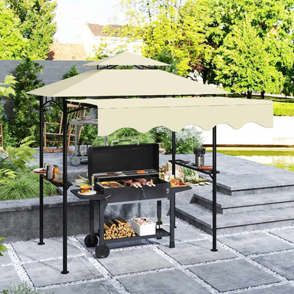 Grill Pavilion with Adjustable Awning and Shelves