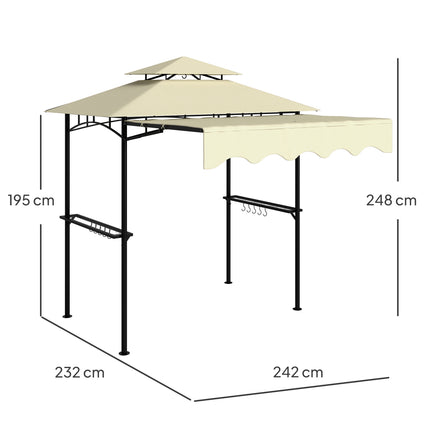 Grill Pavilion with Adjustable Awning and Shelves