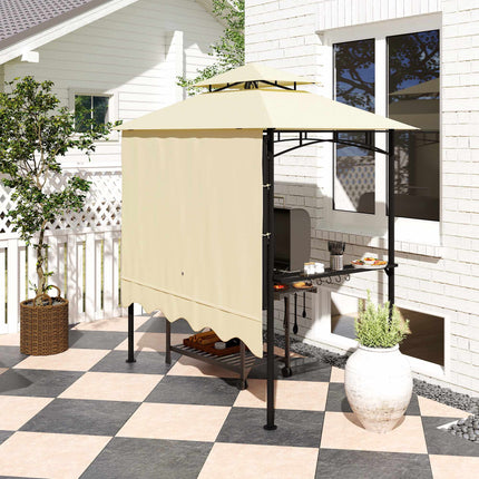 Grill Pavilion with Adjustable Awning and Shelves