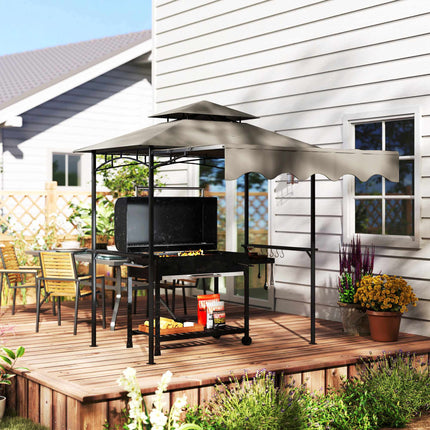 Grill Pavilion with Adjustable Canopy and Shelves