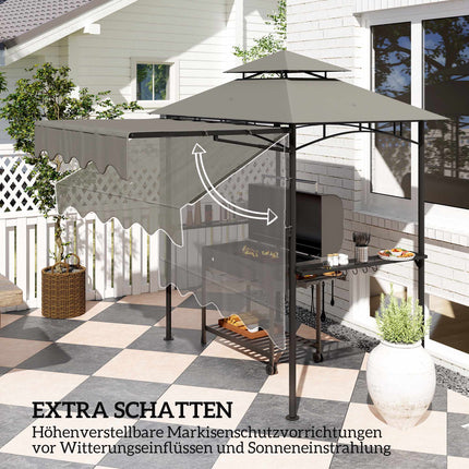 Grill Pavilion with Adjustable Canopy and Shelves