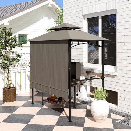 Grill Pavilion with Adjustable Canopy and Shelves