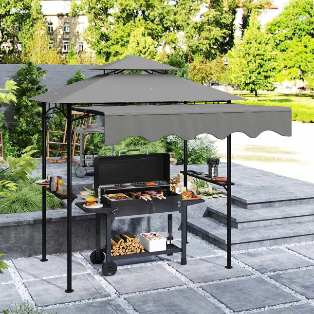 Grill Pavilion with Adjustable Canopy and Shelves