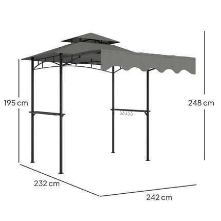 Grill Pavilion with Adjustable Canopy and Shelves