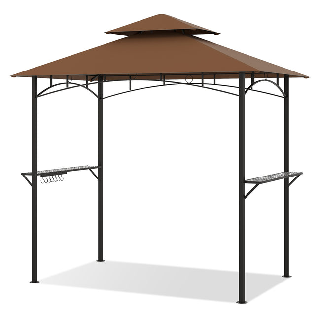 Grill Pavilion with Double Roof, Shelves & Hooks, 240x151 cm