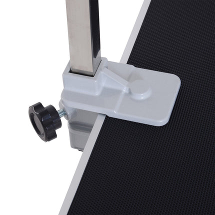 Adjustable dog grooming table with slings for bathing