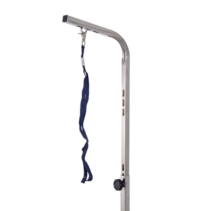 Adjustable dog grooming table with slings for bathing