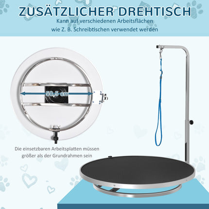 Trim table – Rotating, non-slip surface, adjustable arm