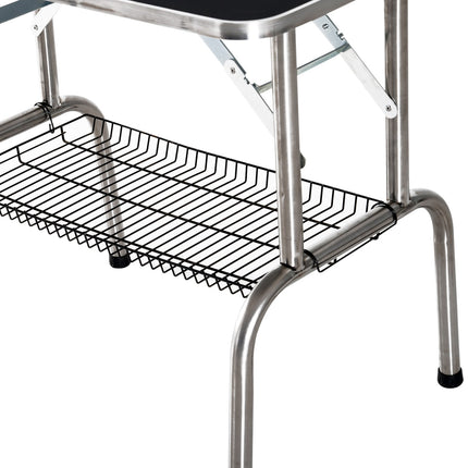 Folding changing table in stainless steel, adjustable height