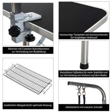Folding changing table in stainless steel, adjustable height