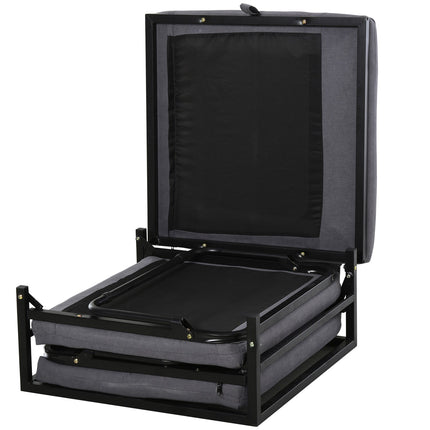 Folding guest bed stool - Adjustable polyester gray