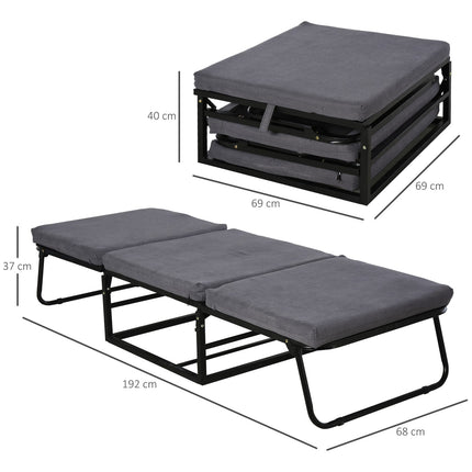 Folding guest bed stool - Adjustable polyester gray