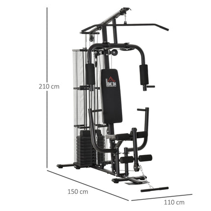 Multigym Fitness Station with Weights & Leg Curl, Black