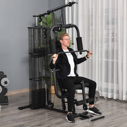 Multigym Fitness Station with Weights & Leg Curl, Black