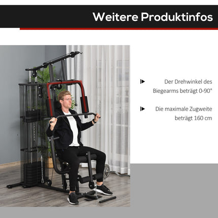 Multigym Fitness Station with Weights & Leg Curl, Black