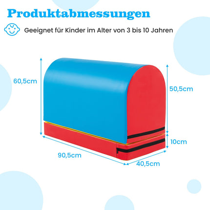 Gymnastics Vault Mat, Removable, 90x40x60cm, Blue/Red