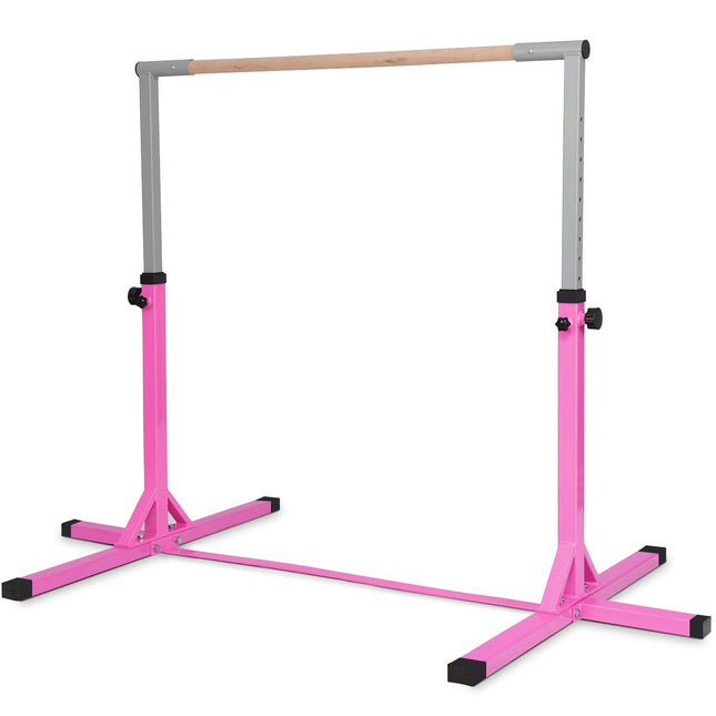 Gymnastiek gymnastiekrek, in hoogte verstelbare gymnastiekrek, veerkrachtige rekstok, roze/blauw-roze