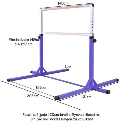 Gymnastiek gymnastiekrek, in hoogte verstelbare gymnastiekrekken, veerkrachtige rekstok, roze/blauw/paars-paars
