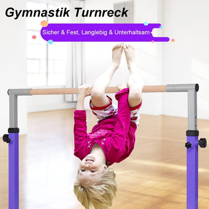 Gymnastiek gymnastiekrek, in hoogte verstelbare gymnastiekrekken, veerkrachtige rekstok, roze/blauw/paars-paars