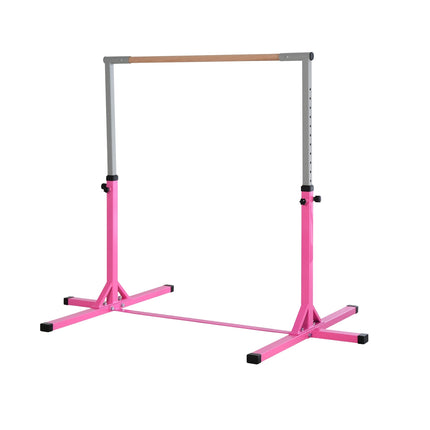 Gymnastics high bar, height adjustable, pink steel bars