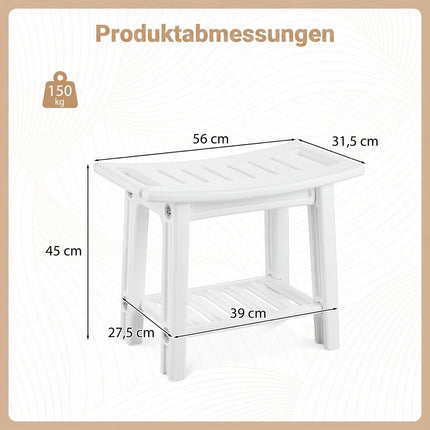 HDPE Shower Chair with Shelf and Handles, White