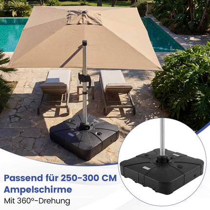 HDPE Umbrella Base with Wheels, 130kg, Fillable, Black