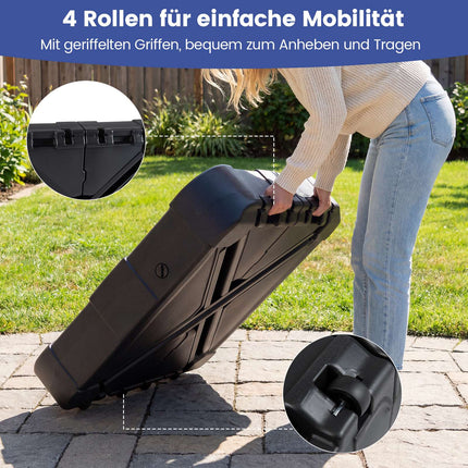 HDPE Umbrella Base with Wheels, 130kg, Fillable, Black