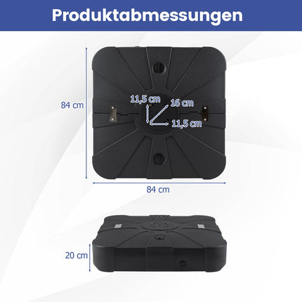HDPE Umbrella Base with Wheels, 130kg, Fillable, Black
