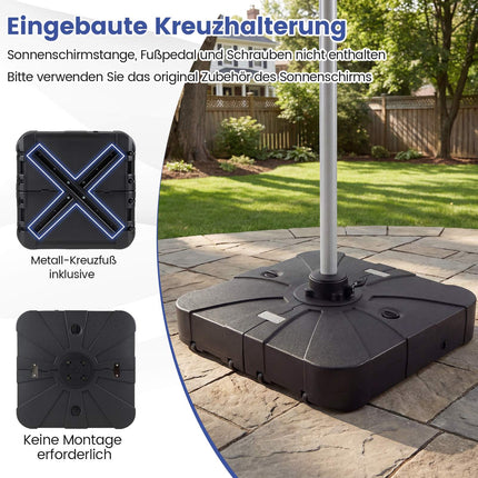 HDPE Umbrella Base with Wheels, 130kg, Fillable, Black