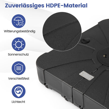 HDPE Umbrella Base with Wheels, 130kg, Fillable, Black