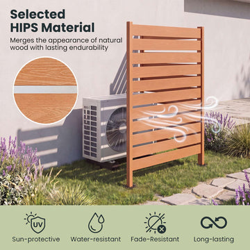 HIPS Privacy Fence, Wood Grain, Weatherproof, 93x63.5 cm